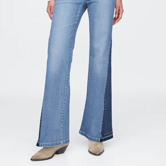 GAP High Rise Patched '70s Flare Jeans - Picture 2 of 12